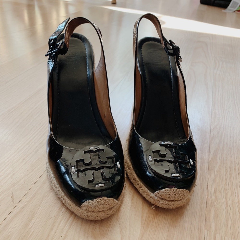 Tory Burch Black Slingback Wedge